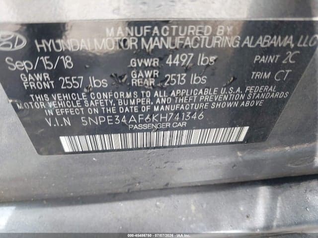 2019 HYUNDAI SONATA SEL 9