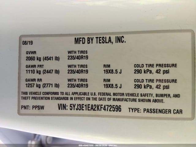 2019 TESLA MODEL 3 8