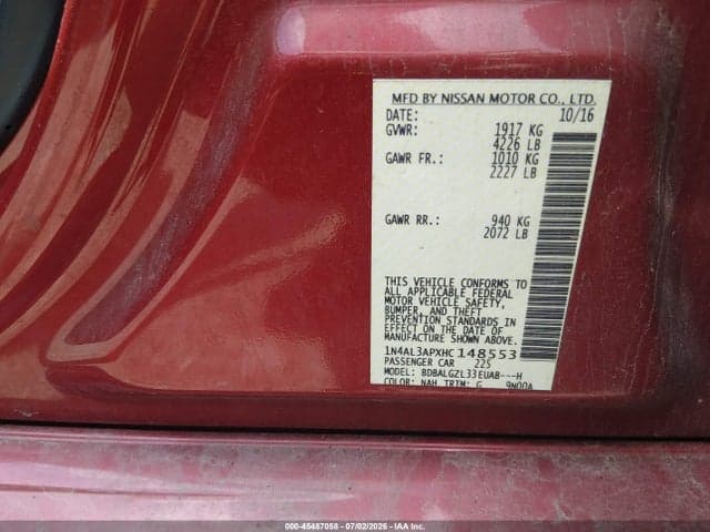 2017 NISSAN ALTIMA 2.5 S 9