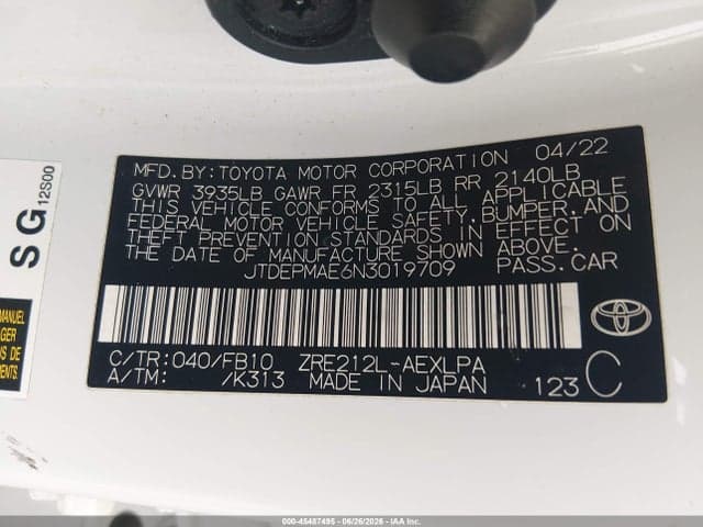 2022 TOYOTA COROLLA LE 9