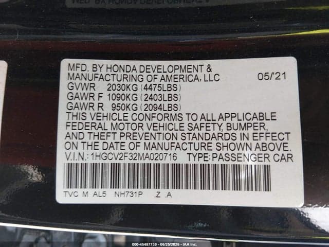 2021 HONDA ACCORD SPORT 2.0T 9