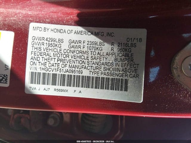 2018 HONDA ACCORD EX-L 9
