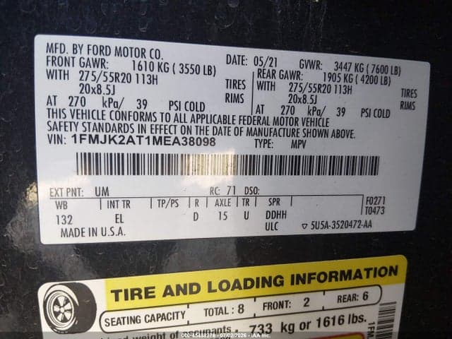 2021 FORD EXPEDITION LIMITED MAX 9