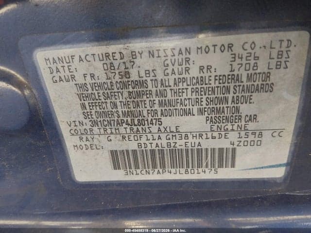 2018 NISSAN VERSA 1.6 SV 9