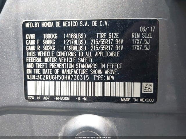 2017 HONDA HR-V EX 9