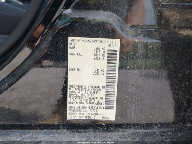 2022 NISSAN ALTIMA S FWD 9
