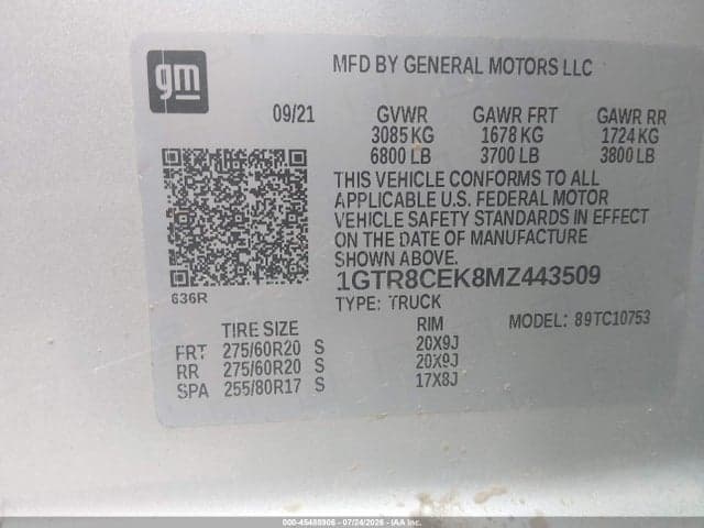2021 GMC SIERRA 1500 2WD STANDARD BOX ELEVATION 9