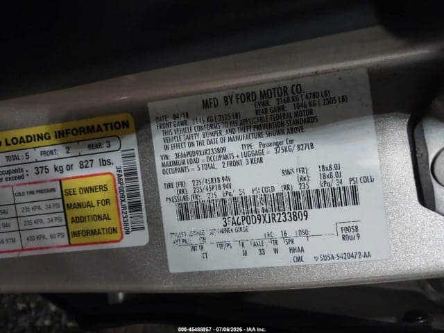 2018 FORD FUSION TITANIUM 9