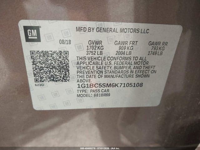 2019 CHEVROLET CRUZE LS 9