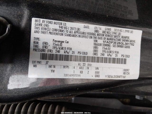 2016 FORD FOCUS S 9