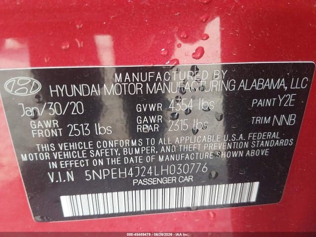 2020 HYUNDAI SONATA LIMITED 9