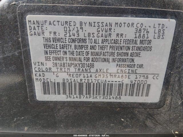 2019 NISSAN SENTRA SR 9