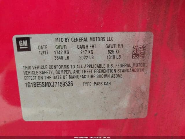 2018 CHEVROLET CRUZE LT AUTO 9