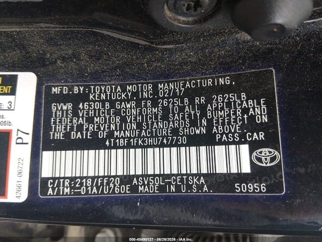 2017 TOYOTA CAMRY SE 9