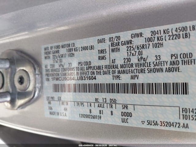 2020 FORD ESCAPE SE 9