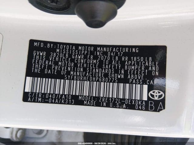 2017 TOYOTA COROLLA L 9