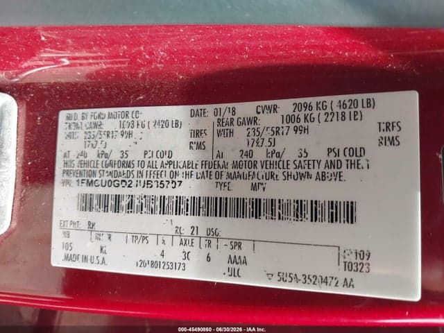 2018 FORD ESCAPE SE 9