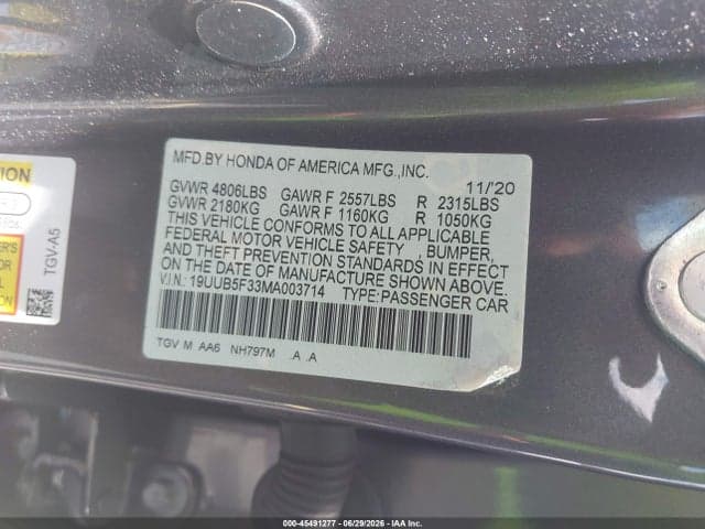2021 ACURA TLX STANDARD 9