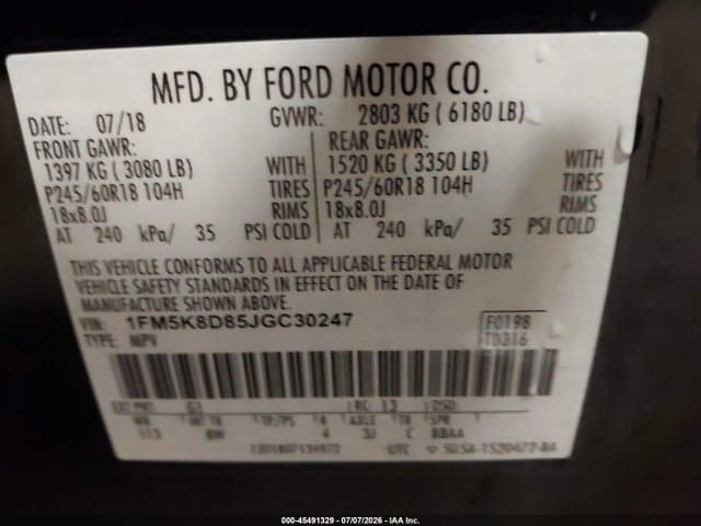 2018 FORD EXPLORER XLT 9