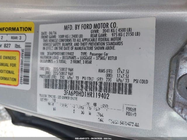2017 FORD FUSION SE 9