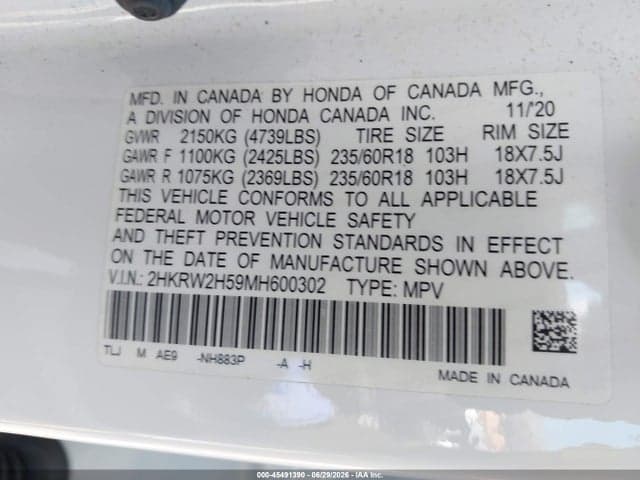 2021 HONDA CR-V AWD EX 9