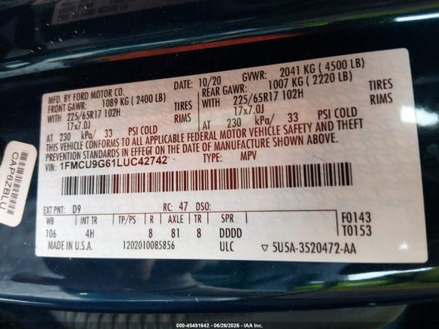 2020 FORD ESCAPE SE 9