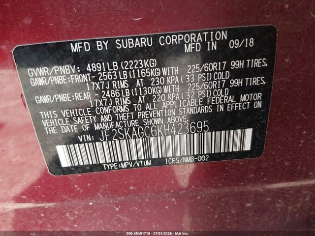 2019 SUBARU FORESTER PREMIUM 9