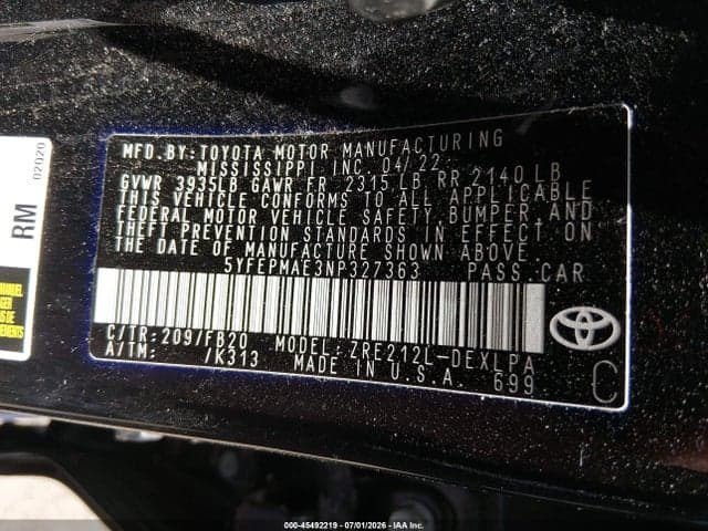 2022 TOYOTA COROLLA LE 9