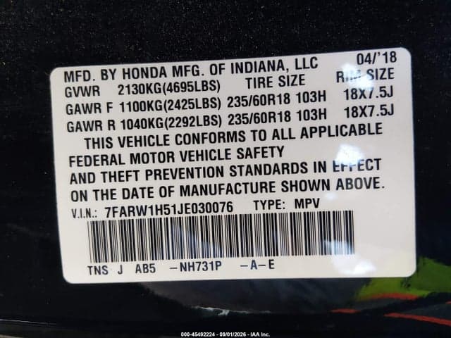 2018 HONDA CR-V EX 9