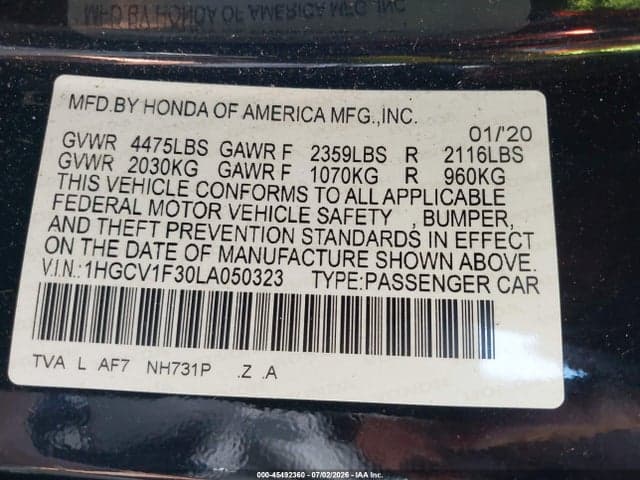2020 HONDA ACCORD SPORT 9