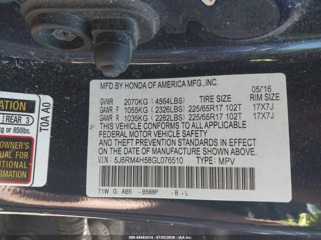 2016 HONDA CR-V EX 9