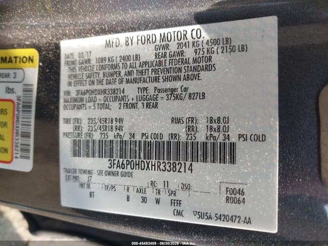 2017 FORD FUSION SE 9