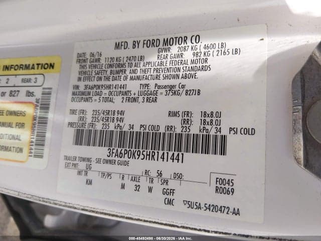 2017 FORD FUSION PLATINUM/TITANIUM 9