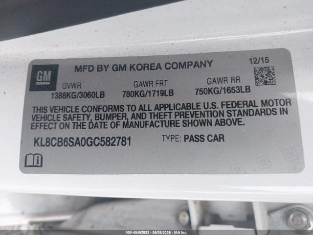 2016 CHEVROLET SPARK LS CVT 9