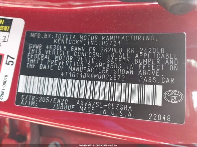 2021 TOYOTA CAMRY SE AWD 9