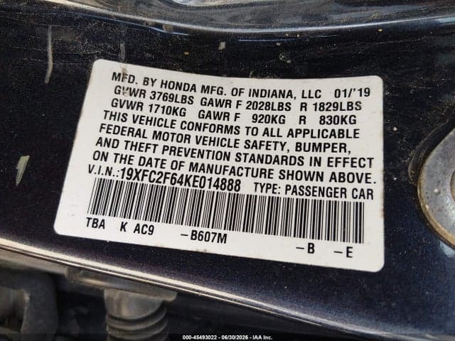 2019 HONDA CIVIC LX 9