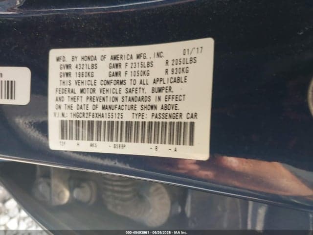 2017 HONDA ACCORD EX-L 9