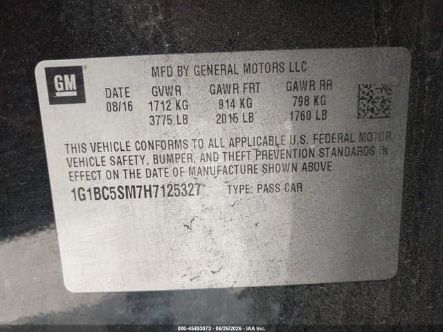 2017 CHEVROLET CRUZE LS AUTO 9