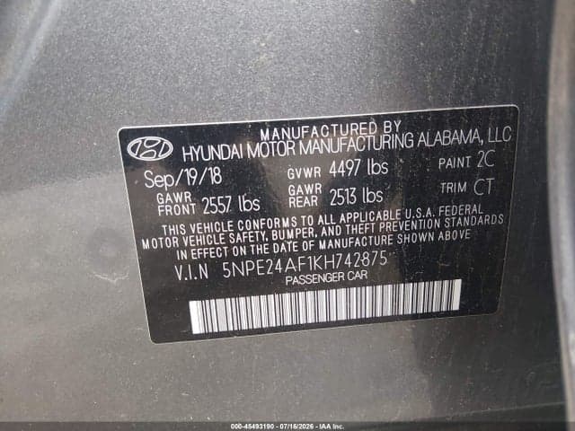 2019 HYUNDAI SONATA SE 9