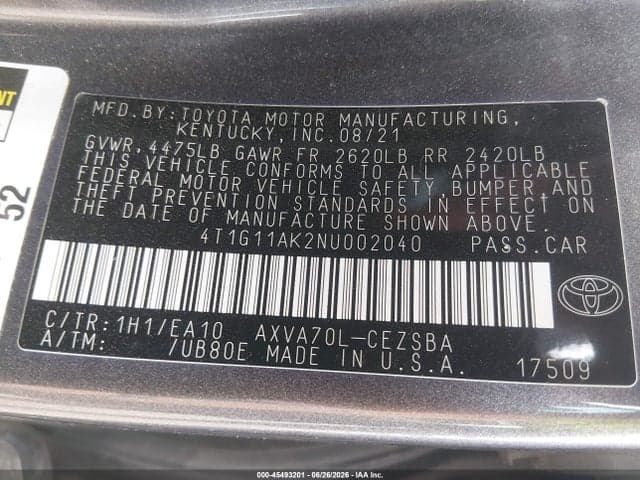 2022 TOYOTA CAMRY SE 9