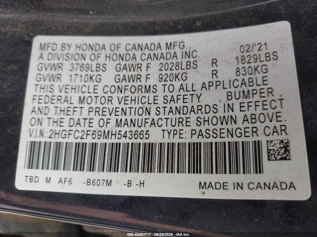 2021 HONDA CIVIC LX 9