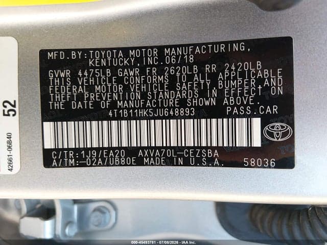 2018 TOYOTA CAMRY SE 9