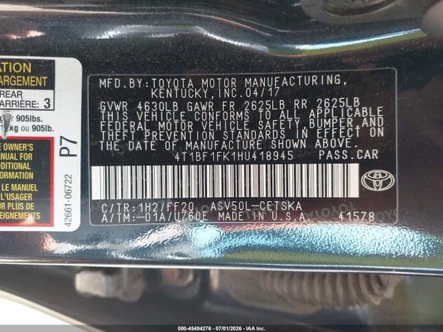 2017 TOYOTA CAMRY SE 9