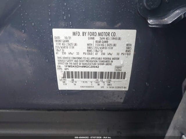 2021 FORD EXPLORER XLT 9