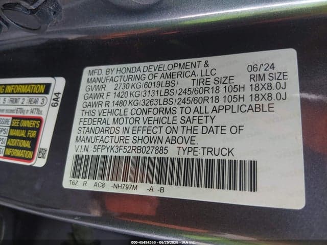2024 HONDA RIDGELINE RTL 9