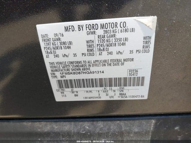 2017 FORD EXPLORER XLT 9