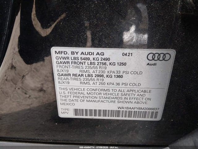 2021 AUDI Q5 PREMIUM PLUS 45 TFSI QUATTRO S TRONIC 9