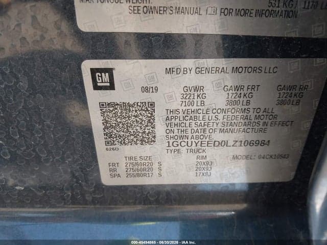 2020 CHEVROLET SILVERADO 1500 4WD SHORT BED RST 9