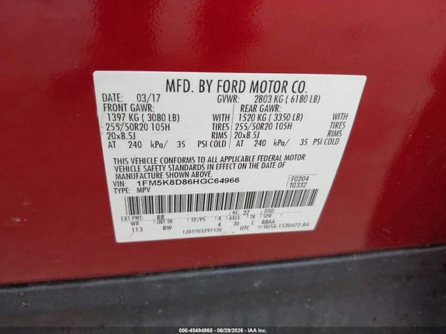 2017 FORD EXPLORER XLT 9