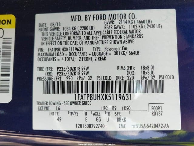 2019 FORD MUSTANG ECOBOOST PREMIUM 9
